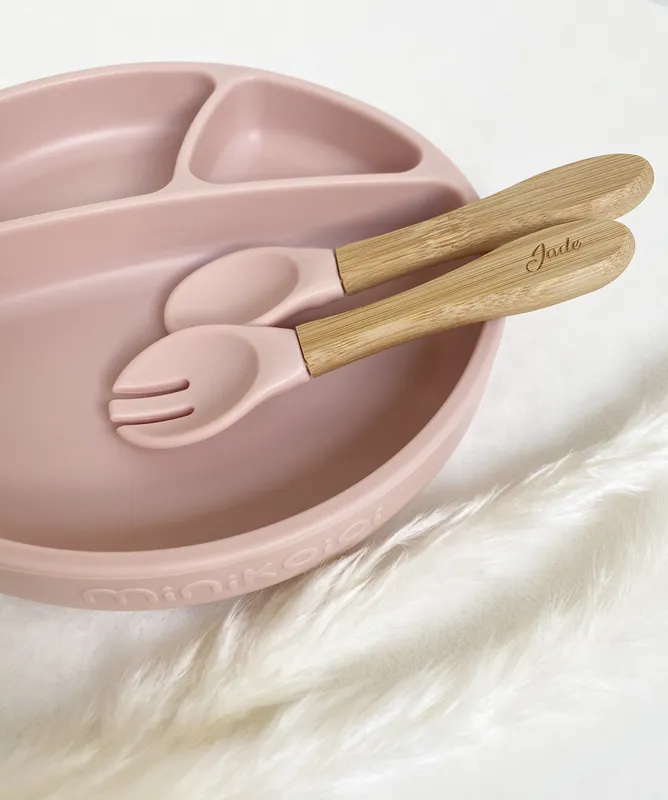 Set de repas Rose poudré (sans la gravure) – Image 3