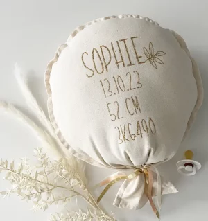 Ballon naturel motif feuille dorée