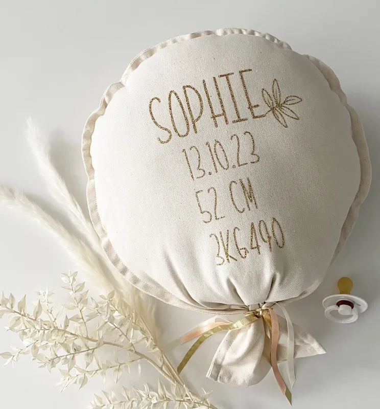 Ballon naturel motif feuille dorée