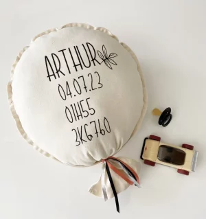 Ballon naturel motif feuille