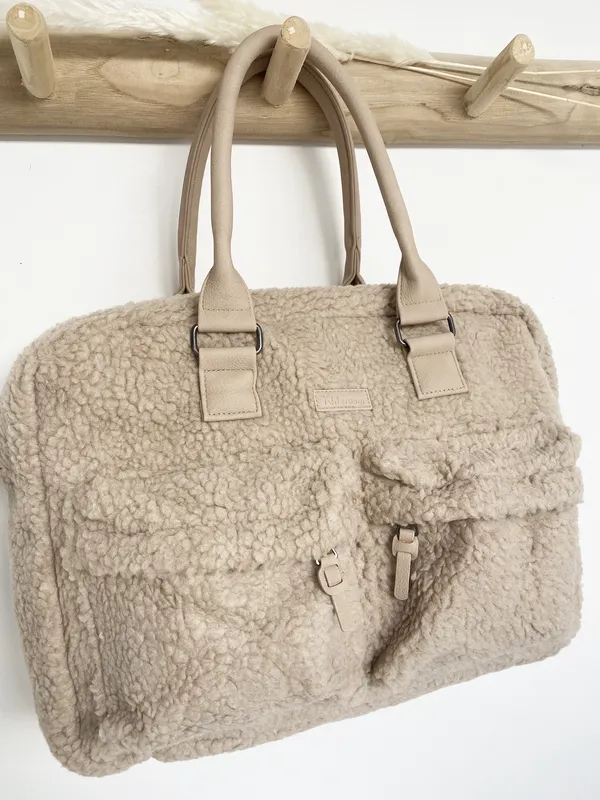 Sac à langer et tapis sherpa beige – Image 2