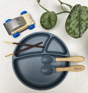 Set de repas bleu ardoise (sans la gravure)